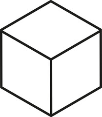A cube outline icon represents a simple box