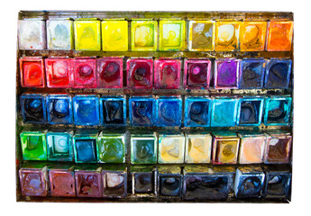 Set de pastillas de acuarela. Bellas Artes. Imagen recortada. Vista frontal