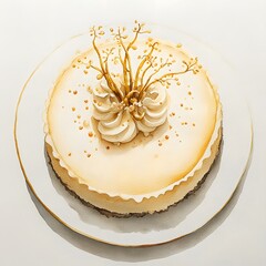 An artfully decorated gourmet cake with a delicate floral design