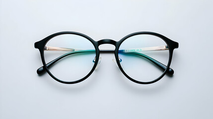 Black Round Eyeglasses On White Background