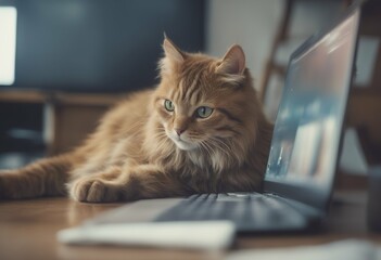 using cat computer 1 grey felino isolated straight white studio pet beautiful cute portrait playful eye breed kitten fur beast domestic pretty scottish closeup looking background happy young animal
