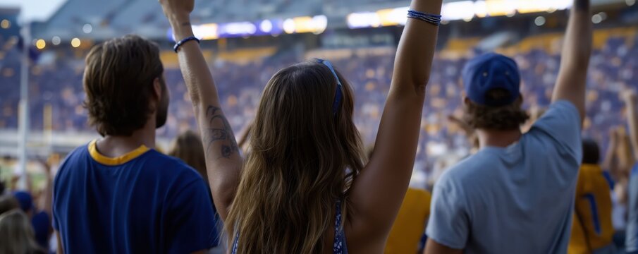 Students cheering at a college football game