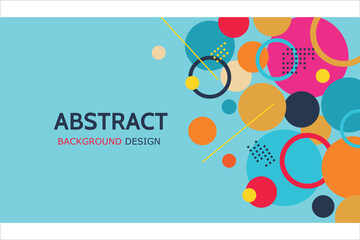 Dynamic geometric composition of circles, ovals and lines in bright shades of red, orange and yellow. On a blue background. Suitable for modern design projects, business cards, postcards, invitations