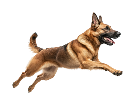 Energetic dog jumping in action animal. Isolated on transparent background, png.