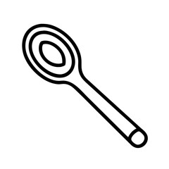 Outline drawing of a kitchen spoon for cooking and eating food preparation utensil illustration