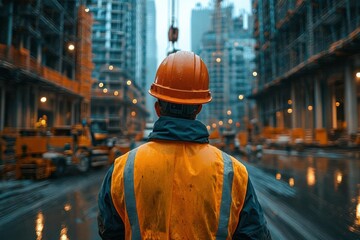 Construction worker on a city street