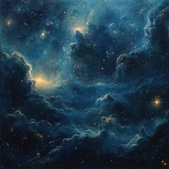 Fototapeta premium Cosmic Nebula, swirling clouds of stardust