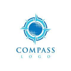 Compass design logo with globe in the middle