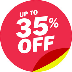 Special mega offer discount label icon. Sale off percent, discount special offer price promotion tag, 35 percent discount vector isolated on transparent background. Vector illustration.