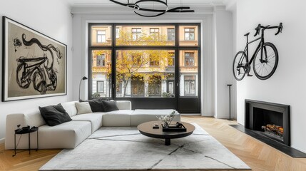 A Modern Living Room Featuring Art and Architectural Elements