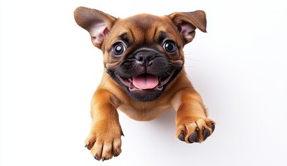 Obraz premium Adorable Brown Puppy with Playful Expression on White Background