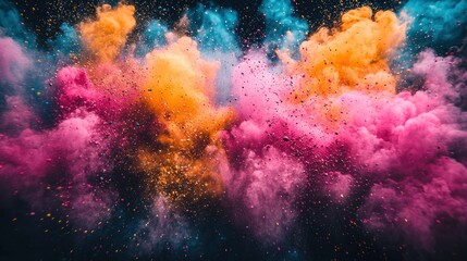 Fototapeta premium Vibrant Explosion of Colors: A Symphony of Pink, Orange, and Blue Hues
