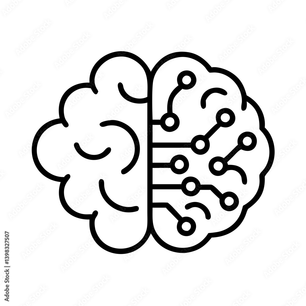 Poster Artificial intelligence brain vector icon for ai neural network and machine learning concept design