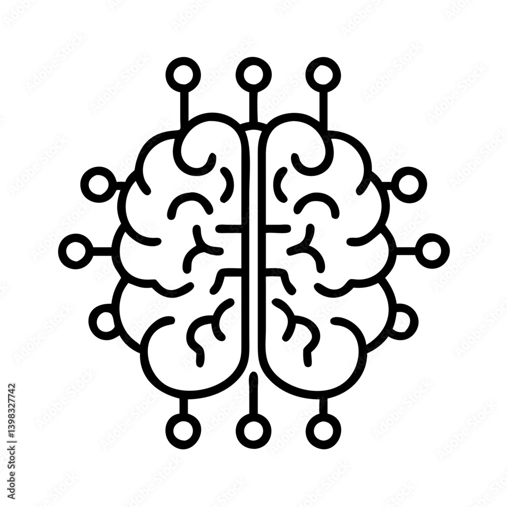 Poster ai brain technology neural network machine learning artificial intelligence concept vector design