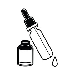 Simple Black And White Dropper Bottle With A Single Falling Drop