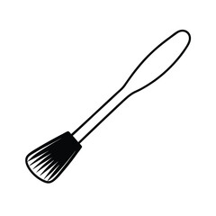 Black And White Vector Graphic Of A Pastry Brush Kitchen Utensil