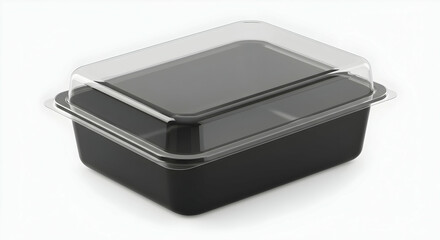 Black Plastic Food Container With Clear Lid