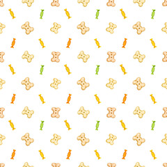 seamless pattern with bones and candies