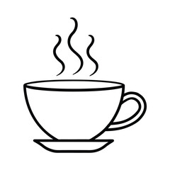 Simple Outline Drawing Of A Steaming Cup Of Coffee Or Tea