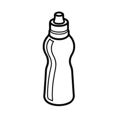 Black Outline Illustration Of Reusable Plastic Water Bottle Simple And Modern Design