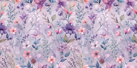 Beautiful pastel floral pattern featuring lavender and pink hues.