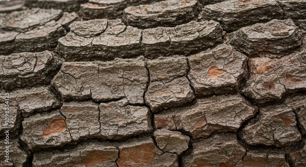 Poster Close up of rough and textured tree bark with detailed patterns