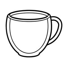 Minimalist Outline Of Coffee Cup Illustration For Design And Templates