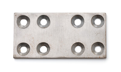 Old flat metal plate with mounting holes