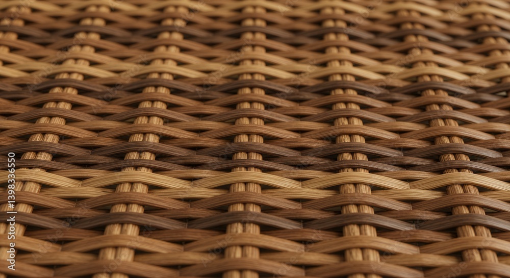 Poster Close-up of intricately woven brown wicker material texture pattern