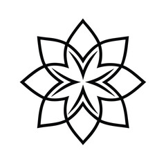 Abstract Geometric Flower Pattern In Black And White Minimalist Design Element