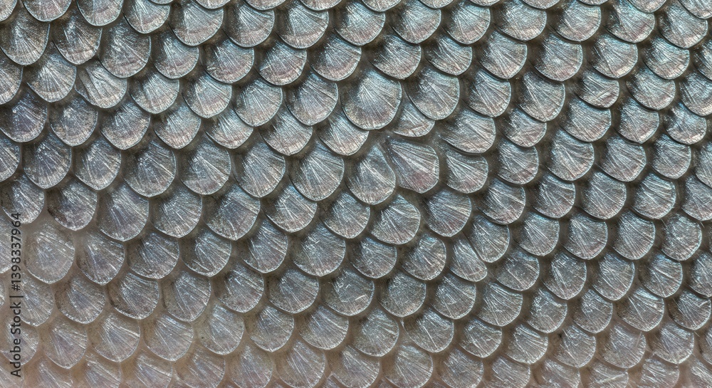 Aufkleber Silver metallic scales texture background forming an abstract pattern