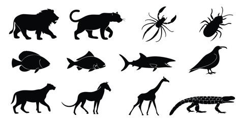 set of animals silhouettes