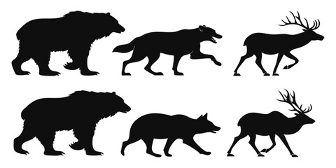 set of silhouettes of animals