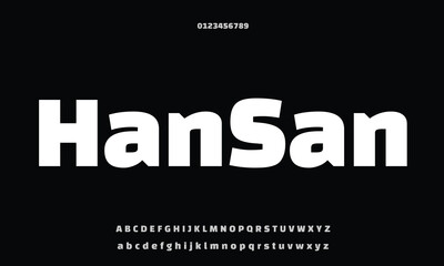 Black Han Sans Regular vector font alphabet with numbers