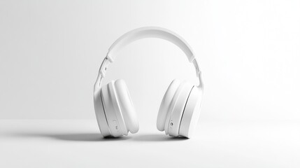 Wireless Headphones Minimalist Style High-resolution Soft Lighting Center Shot Clean Design Ready to Use White Background Pure White Tones Ideal for Tech Ads
