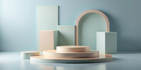 Pastel-Colored Abstract Geometric Shapes Create a Modern Minimalist Display Platform