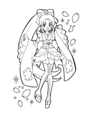 Hand drawn anime coloring page