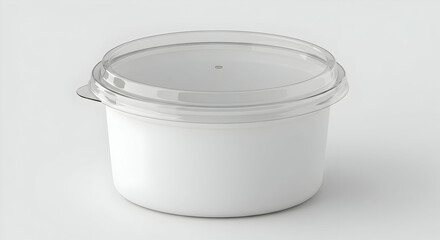 White Round Plastic Food Container With Transparent Lid