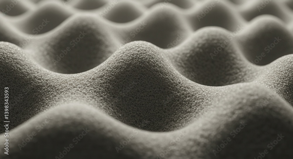 Poster Gray acoustic foam surface texture background with wave pattern