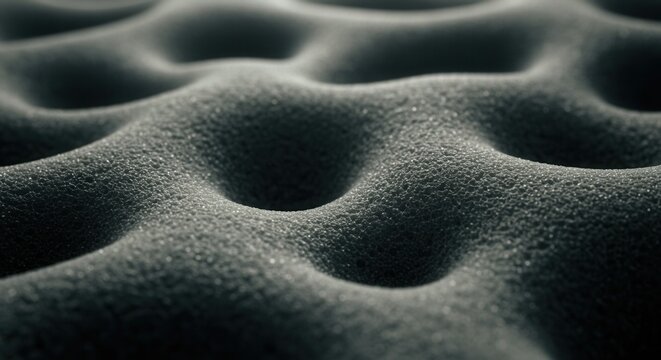 Close up of dark gray acoustic foam surface with egg crate pattern - Powered by Adobe