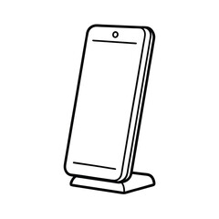 Outline Drawing Of Smartphone On Docking Station Minimalist Illustration