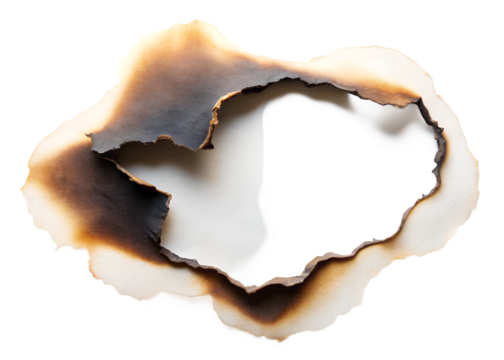 burnt paper isolated on white
