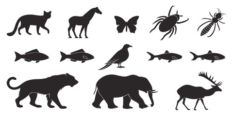 set of animals silhouettes