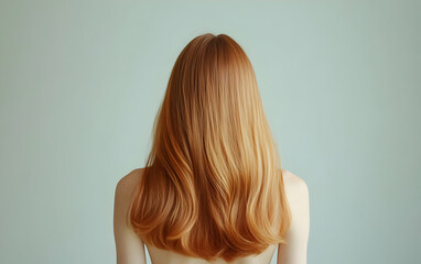 Naklejka premium A serene view of long, flowing hair against a soft, minimalist background, conveying beauty and tranquility.