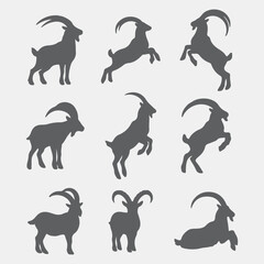 set of black silhouettes of animals