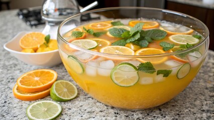 Fresh lemonade with lemon