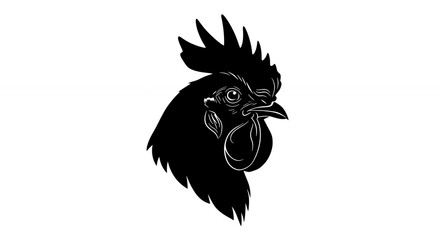 Fototapeta premium Chicken Head Black and White Graphic Illustration