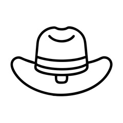 Cowboy hat vector illustration: outline drawing of western style hat for fashion and design use