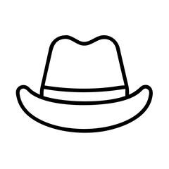 Illustration of a classic fedora hat vintage fashion accessory for men and women outline style