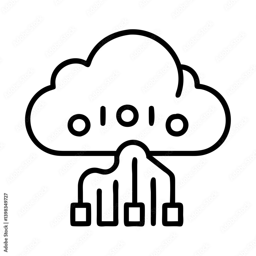 Aufkleber cloud computing data network storage system connection technology concept vector graphic design